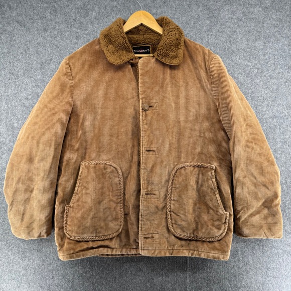 Towncraft Other - Towncraft Corduroy Jacket Mens L Brown Faux Shearling Lined Vintage Penneys